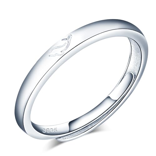 VIKILEE Damen Ringe S925 Sterling Silber Ringe Tier Delphin Logo Einstellbare Größe für Freundin Jahrestag Hochzeit Ringe von VIKILEE