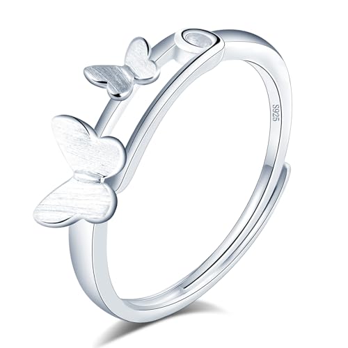 VIKILEE Damen Ringe Sterling Silber 925 Ringe Schmetterling Verschönerung Einstellbare Größe Geeignet für Freundinnen Verlobte VerlobungsRinge von VIKILEE