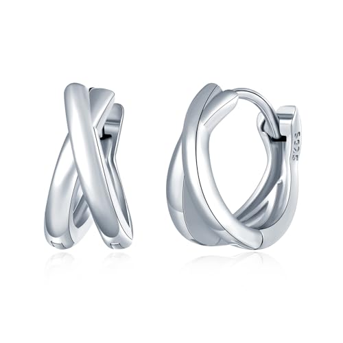 VIKILEE Doppel Creolen Damen Ohrringe Silber 925,Silber Hypoallergen Hoop Ohrringe Kleine,Knorpel Piercing Huggie Ohrringe für Mehrere Ohrlöcher,Mode Ohrschmuck für Frauen Mädchen von VIKILEE