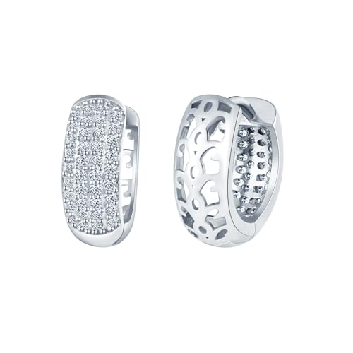 VIKILEE Halb Zirkon und Skelettschnitzerei Creolen Damen Ohrringe Silber 925,Silber Hypoallergen Hoop Ohrringe,Dick Leicht Breit Knorpel Huggie Ohrringe,Mode Ohrschmuck für Frauen VIKILEE Halb Zirkon und Skelettschnitzerei Creolen Damen Ohrringe Silber 925,Silber Hypoallergen Hoop Ohrringe,Dick Leicht Breit Knorpel Huggie Ohrringe,Mode Ohrschmuck für Frauen von VIKILEE