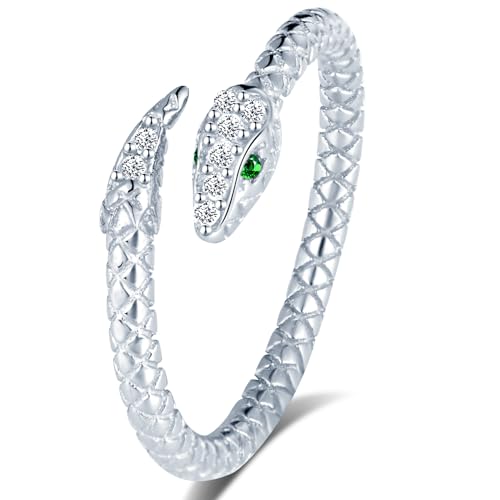 VIKILEE S925 Sterling Silber Ringe Damen Ringe Vintage Snake Open Ringe für Freundin Jahrestag Valentinstag von VIKILEE