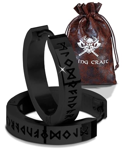 VIKING CRAFT Wikinger Ohrringe Männer Edelstahl - 2,0cm Herren Ohrringe schwarz mit Runen - Wikinger Schmuck, Wikinger Deko, Keltische Ohrringe Viking Earring, Vikings Fanartikel, Wikinger Geschenke VIKING CRAFT Wikinger Ohrringe Männer Edelstahl - 2,0cm Herren Ohrringe schwarz mit Runen - Wikinger Schmuck, Wikinger Deko, Keltische Ohrringe Viking Earring, Vikings Fanartikel, Wikinger Geschenke von VIKING CRAFT