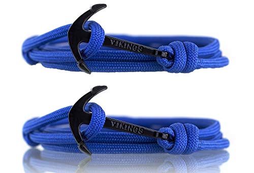 VIKINGS Nylon Partner Anker Armband ein Freundschaftsset für Männer und Frauen (Blau(Schwarz)-Blau(Schwarz)) von VIKINGS