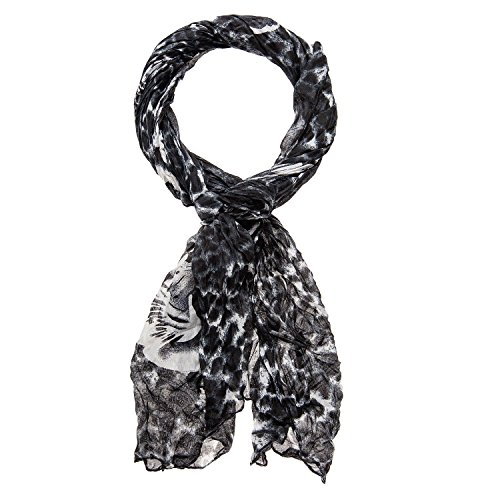 VIKINGS Unisex Schal Tuch Animal Print, Farbe Schal HE Animalprint 180 x 100:Schwarz-Weiss Leo/Tiger von VIKINGS