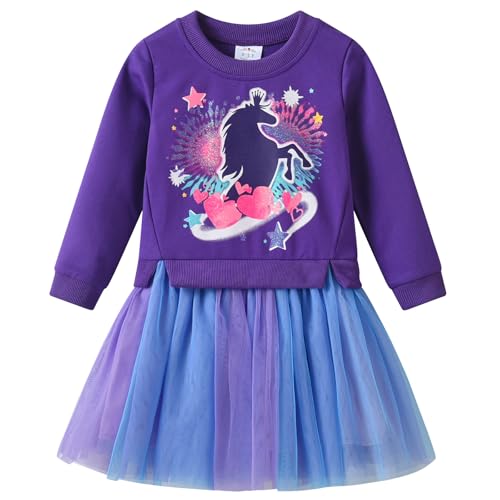 VIKITA Kleider Mädchen Langarm Kleid Baumwolle Bunt Print Stickerei Winter Kleidung Lh2501 3T von VIKITA