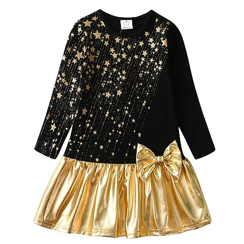 VIKITA Mädchen Baumwolle Cartoon Blumen Langarm Kleid EINWEG Lh7602 9-10 Jahre von VIKITA