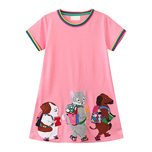 VIKITA Mädchen Baumwolle Kurzarm Streifen Tiere T-Shirt Kleid EINWEG JM672051 6T von VIKITA