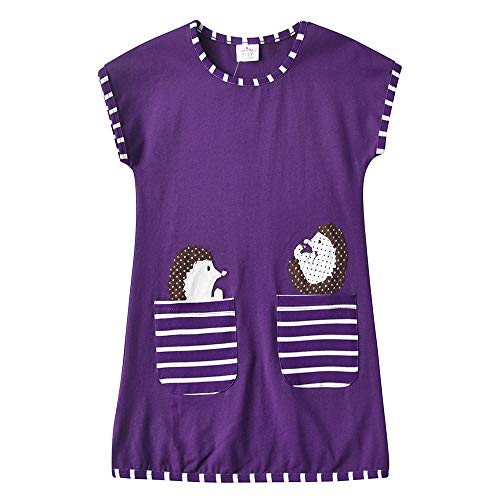VIKITA Mädchen Baumwolle Kurzarm Streifen Tiere T-Shirt Kleid EINWEG Sh7667 3T von VIKITA