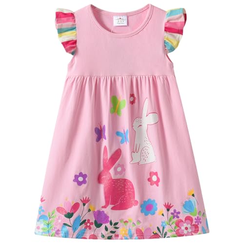 VIKITA Mädchen Baumwolle Kurzarm Streifen Tiere T-Shirt Kleid EINWEG Sh8412 6T von VIKITA