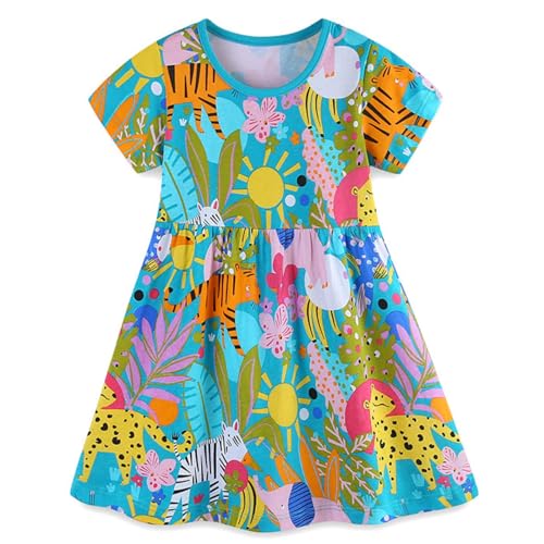 VIKITA Mädchen Baumwolle Langarm Streifen Tiere T-Shirt Kleid EINWEG AB1458 6T von VIKITA