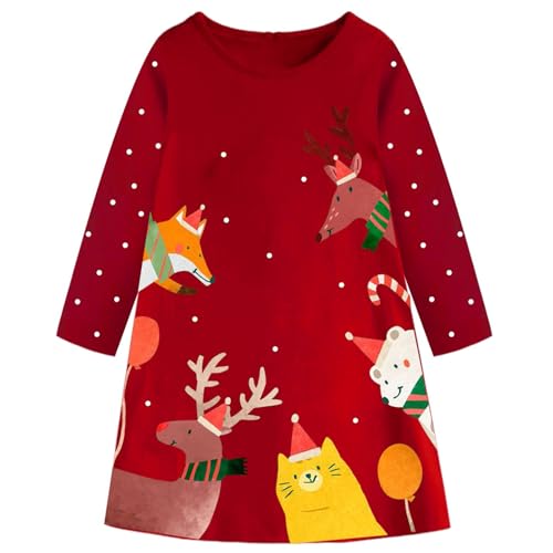 VIKITA Mädchen Baumwolle Langarm Streifen Tiere T-Shirt Kleid EINWEG LH7126 4T von VIKITA