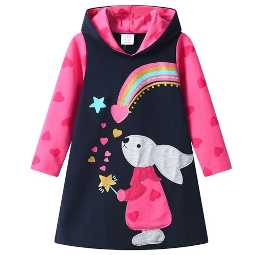 VIKITA Mädchen Kapuzenpullover Kleider Baumwolle Hoodie Herbst Winter Freizeit LH7618A 5T von VIKITA