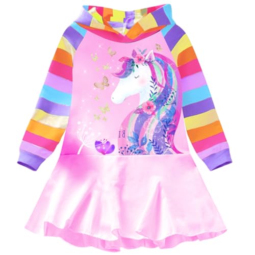 VIKITA Mädchen Kapuzenpullover Kleider Baumwolle Hoodie Herbst Winter Freizeit LH7619 7T von VIKITA