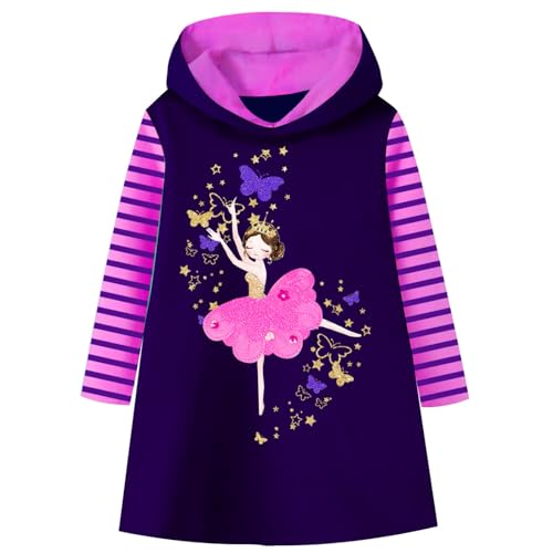 VIKITA Mädchen Kapuzenpullover Kleider Baumwolle Hoodie Herbst Winter Freizeit LH7624 8T von VIKITA