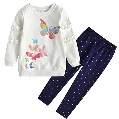 VIKITA Mädchen Kinder Bekleidungsset T-shirt Hosen Top Sets Langarm Regenbogen Baumwolle Outfit TZ4773+5588 2-3 Jahre von VIKITA