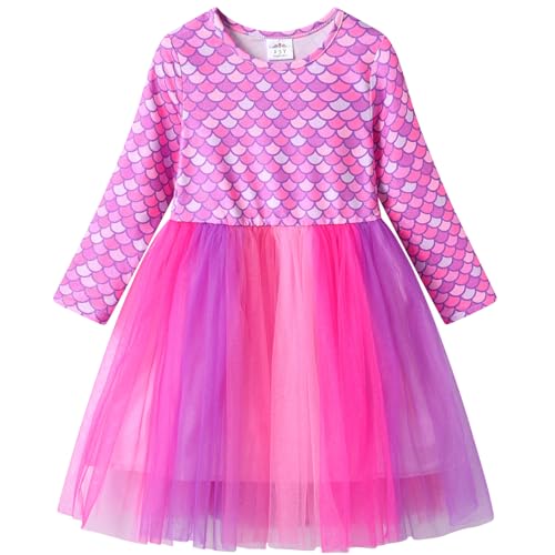 VIKITA Mädchen Kleid Meerjungfrau Regenbogen Tüll Prinzessin Geburtstag Party Hochzeit Kinder Kleider LH8306 Rosa 2-3Jahre von VIKITA