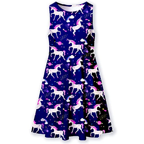 VIKITA Mädchen Kleid Sommerkleid Kinder Kleider Meerjungfrau Ärmellos JX0977 7-8 Jahre von VIKITA