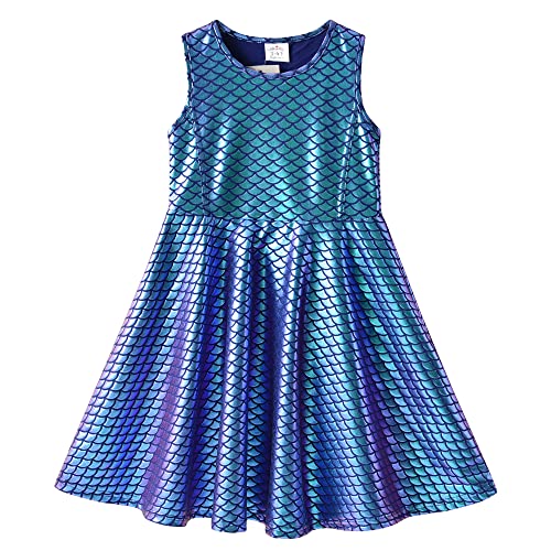 VIKITA Mädchen Kleid Sommerkleid Kinder Kleider Meerjungfrau Ärmellos JX0990 11-12 Jahre von VIKITA