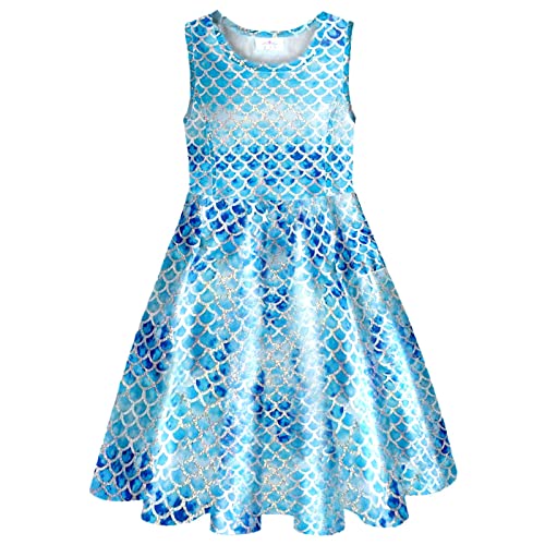 VIKITA Mädchen Kleid Sommerkleid Kinder Kleider Meerjungfrau Ärmellos JX0991 3-4 Jahre von VIKITA