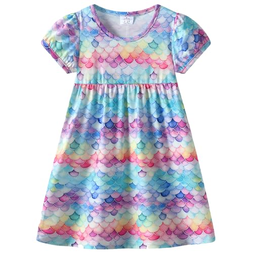 VIKITA Mädchen Kleid Sommerkleid Kinder Kleider Meerjungfrau Ärmellos SH5819 3-4 Jahre von VIKITA