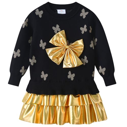 VIKITA Mädchen Kleider Baumwolle Langarm Pullover Kleid Winter SWQ3018, 3-4 Jahre (104cm) von VIKITA