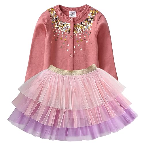 VIKITA Mädchen Kleider Baumwolle Langarm Pullover Kleid Winter TZSW3001SK011, 3-4 Jahre (104cm) von VIKITA