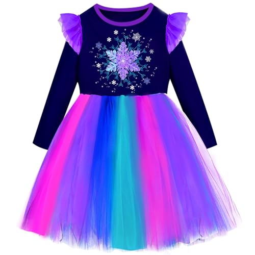 VIKITA Mädchen Kleider Einhorn Kleid Langarm Prinzessin Tüll Party Festlich Kleid LH2333 6T von VIKITA