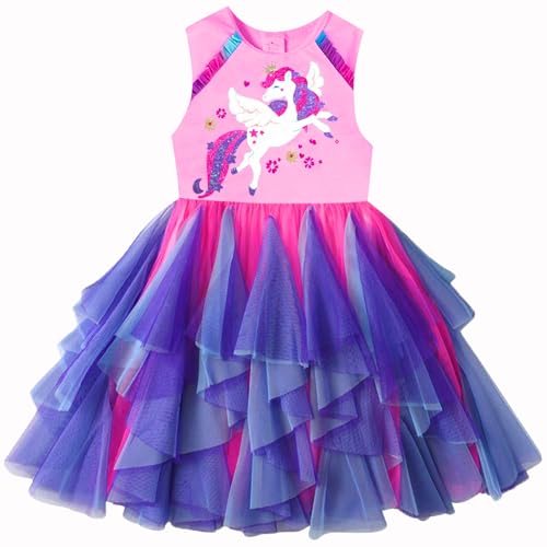 VIKITA Mädchen Kleider Einhorn Kleid Ohne Arm Prinzessin Tüll Party Festlich Kleid SH4876 10T von VIKITA