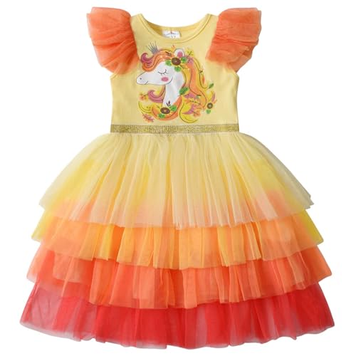 VIKITA Mädchen Kleider Einhorn Kleid Ohne Arm Prinzessin Tüll Party Festlich Kleid SH4877 3T von VIKITA