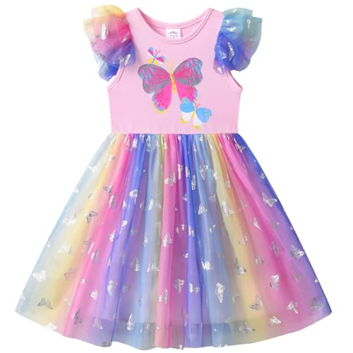 VIKITA Mädchen Kleider Einhorn Kleid Ohne Arm Prinzessin Tüll Party Festlich Kleid SH4879 4T von VIKITA