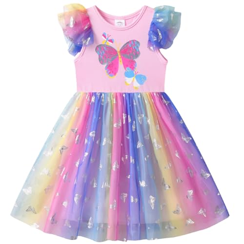 VIKITA Mädchen Kleider Einhorn Kleid Ohne Arm Prinzessin Tüll Party Festlich Kleid SH4879 8T von VIKITA