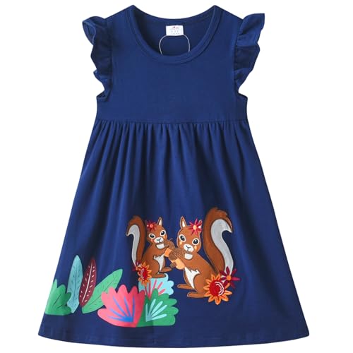 VIKITA Mädchen Kleider Kurzarm Baumwolle Kinder Kleid Süßes Muster SH5821 8T von VIKITA