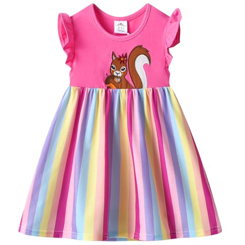 VIKITA Mädchen Kleider Kurzarm Baumwolle Kinder Kleid Süßes Muster SH5822 4T von VIKITA