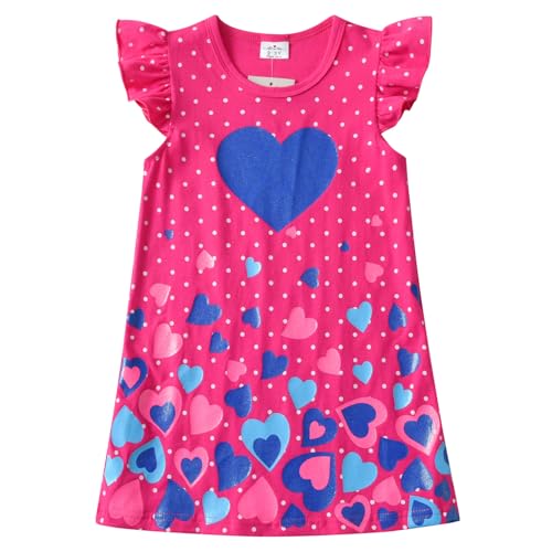 VIKITA Mädchen Kleider Kurzarm Baumwolle Kinder Kleid Süßes Muster SH7616 8T von VIKITA