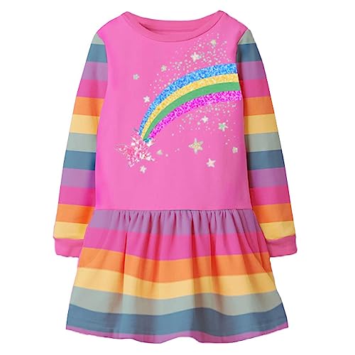 VIKITA Mädchen Kleider Langarm Baumwolle Kinder Kleid Süßes Muster LH7601 3T von VIKITA