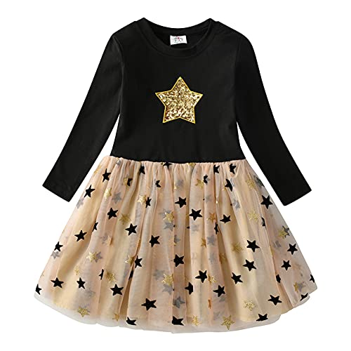 VIKITA Mädchen Kleider Langarm Kleid Blume Baumwolle Herbst Kinderkleidung LH4880 8T von VIKITA