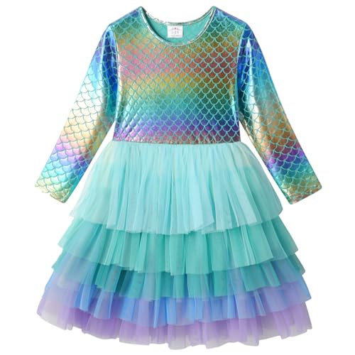 VIKITA Mädchen Kleider Meerjungfrau Prinzessin Tüll Party Hochzeit Kleid LH8403 10T von VIKITA