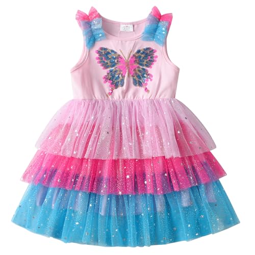 VIKITA Mädchen Kleider Sommerkleid Blume Baumwolle Lässige Kinderkleidung Gr.92-128 SH2306 4T von VIKITA