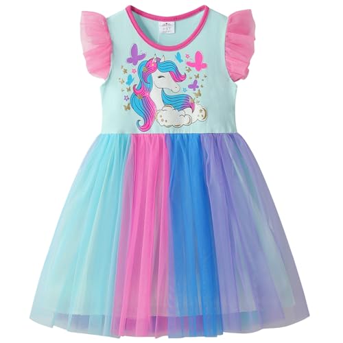 VIKITA Mädchen Kleider Sommerkleid Blume Baumwolle Lässige Kinderkleidung Gr.92-128 SH2323 6T von VIKITA