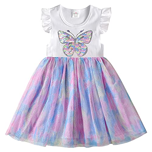 VIKITA Mädchen Kleider Sommerkleid Blume Baumwolle Lässige Kinderkleidung Gr.92-128 SH4786 10T von VIKITA