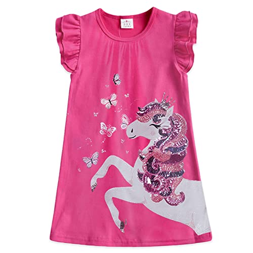 VIKITA Mädchen Kleider Streifen Kurzarm Baumwolle Frühling Sommer T-Shirt Kleid Sh4303, 2-3 Jahre (98cm) von VIKITA