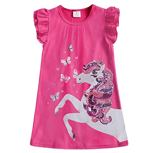 VIKITA Mädchen Kleider Streifen Kurzarm Baumwolle Frühling Sommer T-Shirt Kleid Sh4303, 3-4 Jahre (104cm) von VIKITA
