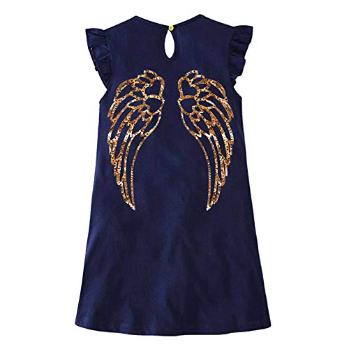 VIKITA Mädchen Kleider Streifen Kurzarm Baumwolle Frühling Sommer T-Shirt Kleid Sh5881, 3-4 Jahre (104cm) von VIKITA