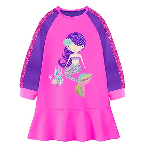 VIKITA Mädchen Kleider Streifen Langarm Baumwolle Herbst Winter T-Shirt Kleid LH7603, 2-3 Jahre (98cm) von VIKITA