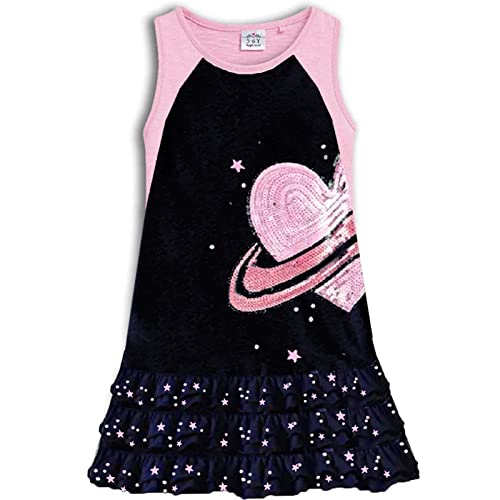 VIKITA Mädchen Kleider Streifen Kurzarm Baumwolle Frühling Sommer T-Shirt Kleid Sh0778, 4-5 Jahre (110cm) von VIKITA