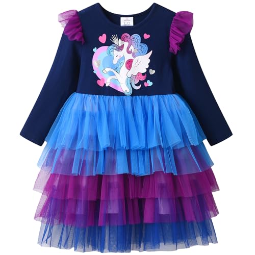 VIKITA Mädchen Kleider Winterkleid Blume Baumwolle Lässige Kinderkleidung Gr.92-128 LH2320 3T von VIKITA