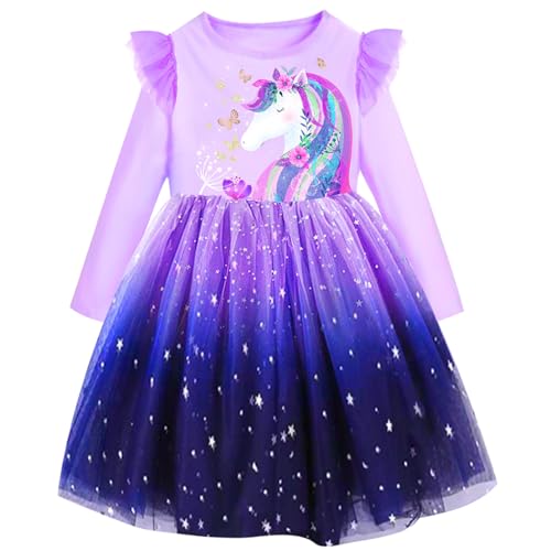 VIKITA Mädchen Kleider Winterkleid Blume Baumwolle Lässige Kinderkleidung Gr.92-128 LH4825 6T von VIKITA