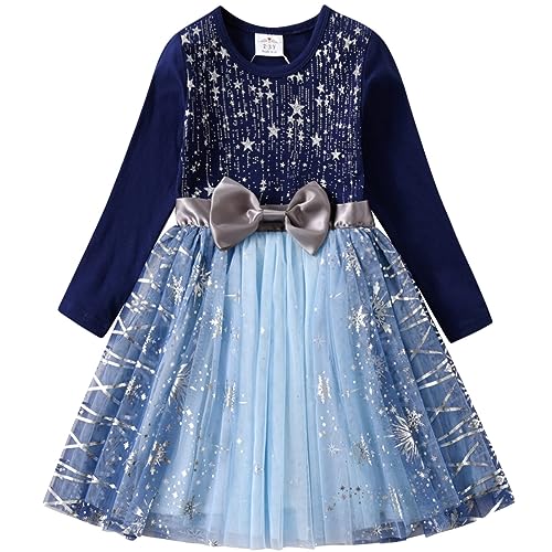 VIKITA Mädchen Kleider Winterkleid Blume Baumwolle Lässige Kinderkleidung Gr.92-128 LH4863 3T von VIKITA
