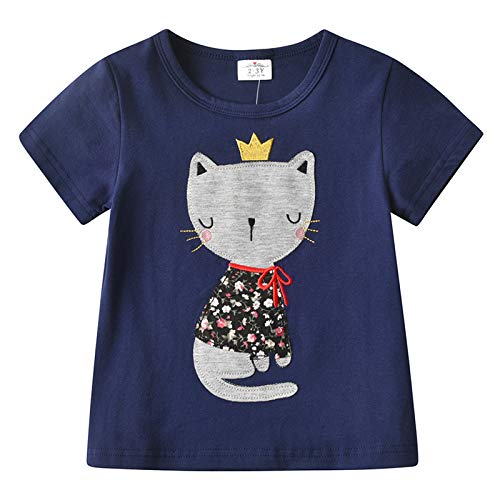 VIKITA Mädchen Kurzarm Baumwolle T-Shirt Top 1-8 Jahre S3950 3T von VIKITA