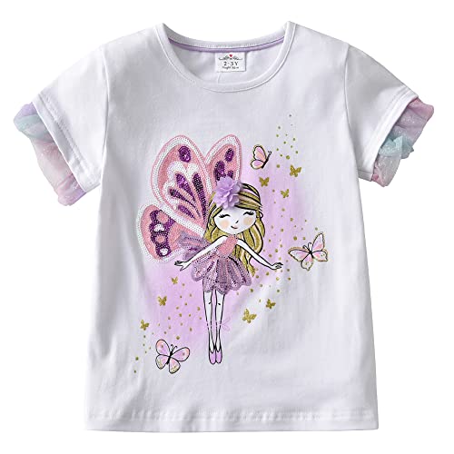 VIKITA Mädchen Kurzarm Baumwolle T-Shirt Top 1-8 Jahre S4702 4T von VIKITA